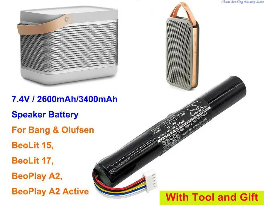 Batteria Altoparlante 7.4V 2600Mah/3400Mah Per Bang & Olufsen Beolit 15, Beolit 17, Beoplay A2, Beoplay A2 Active