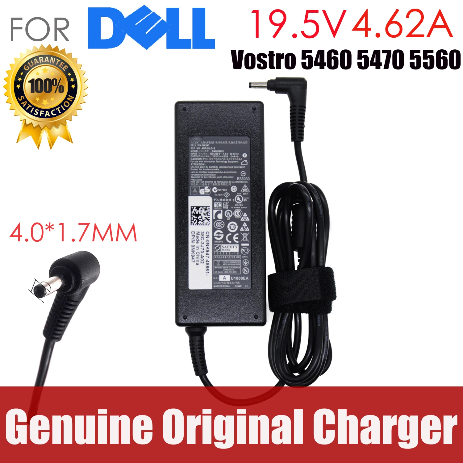 Original 19.5V 4.62A 90W 4.0*1.7 Laptop Ac Adapter For Dell Vostro 14-5439 5460 5470 5439 5460 5470 5480 5560 V5470 V5560 V5439