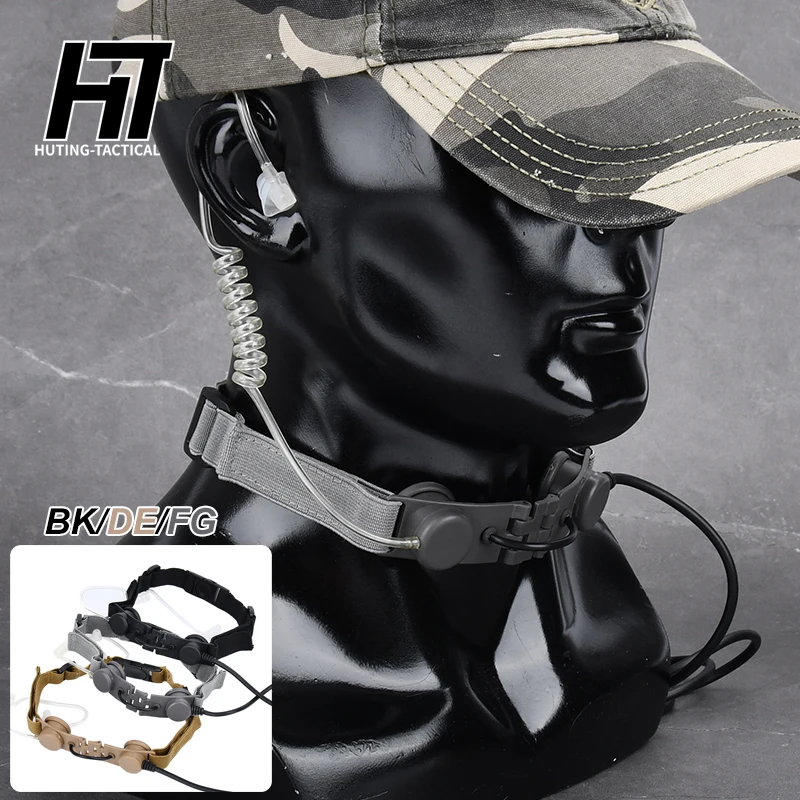 Wadsn Tactical Gola Mic Air Tube Headset Neck Microfono Laringeo Auricolare U94 Ptt Per Kenwood Yeasu Midland Walkie Talkie