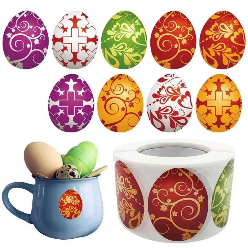 Happy Easter Stickers Roll 500Pcs Happy Easter Eggs Roll Stickers Adesivi A Tema Pasquale Assortiti Perfetti Per I Giocattoli A Sorpresa