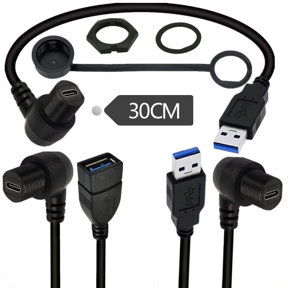 Usb C 3.1 Cavo Impermeabile Da Incasso A Pannello Convertitore Da Usb A A Usb C 3.1 Per Pc, Laptop, Caricabatterie, Power Bank, Quest Link, Filettato 