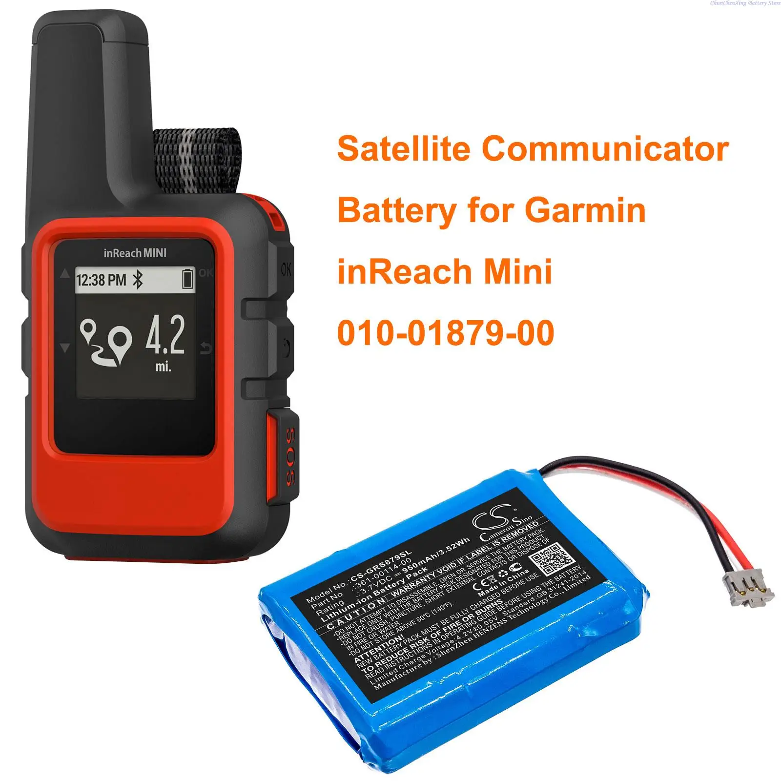 950Mah Gps, Batteria Navigatore Per Garmin Inreach Mini,010-01879-00
