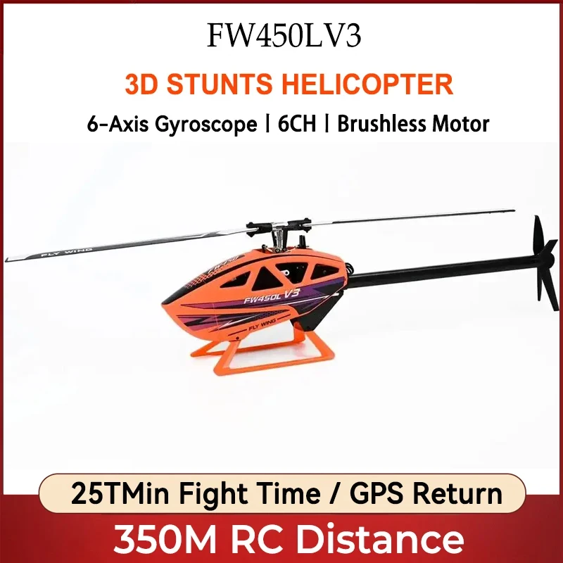 Flywing Fw450 Rc 6Ch 3D Fw450L V3 Rtf Smart Gps Fbl Gyro Helicopter Rtf Brushless Machine Adult Boy Toy Gift Box
