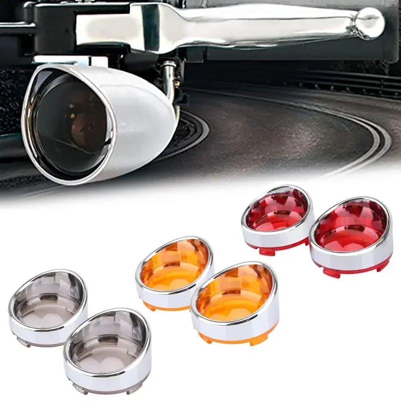 2Xmoto Chrome Indicatore Di Direzione Lunette Indicatore Copriobiettivo Per Harley Dyna Street Glide Fat Boy Softail Touring