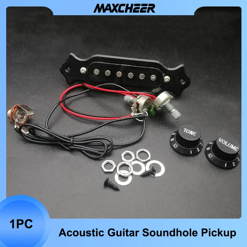 Sound Hole Magnetic Acoustic Guitar Pickup 500K Control Line Sound Hole Pickup 1Tone1Volume For Cigar Box 6 String