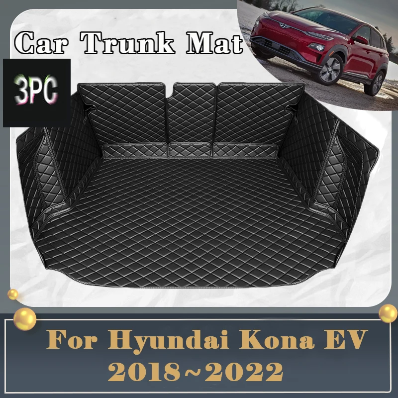 Tappetino Per Bagagliaio Per Hyundai Kona Kauai Electric Kona Ev Os 2018 ~ 2022 Tappetino Per Bagagliaio Resistente Allo Sporco Vassoio Per Carico Pos