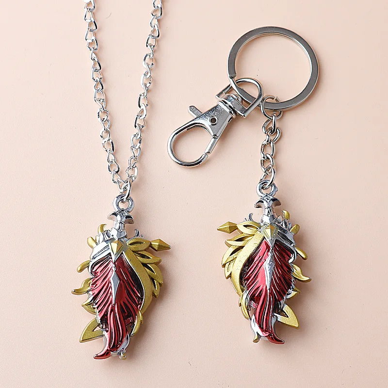 Nuovo Gioco Genshin Impact Devil'S Ever Burning Feather Model Collana Heart Fire Alloy Portachiavi Ciondolo In Lega Modello Squisito