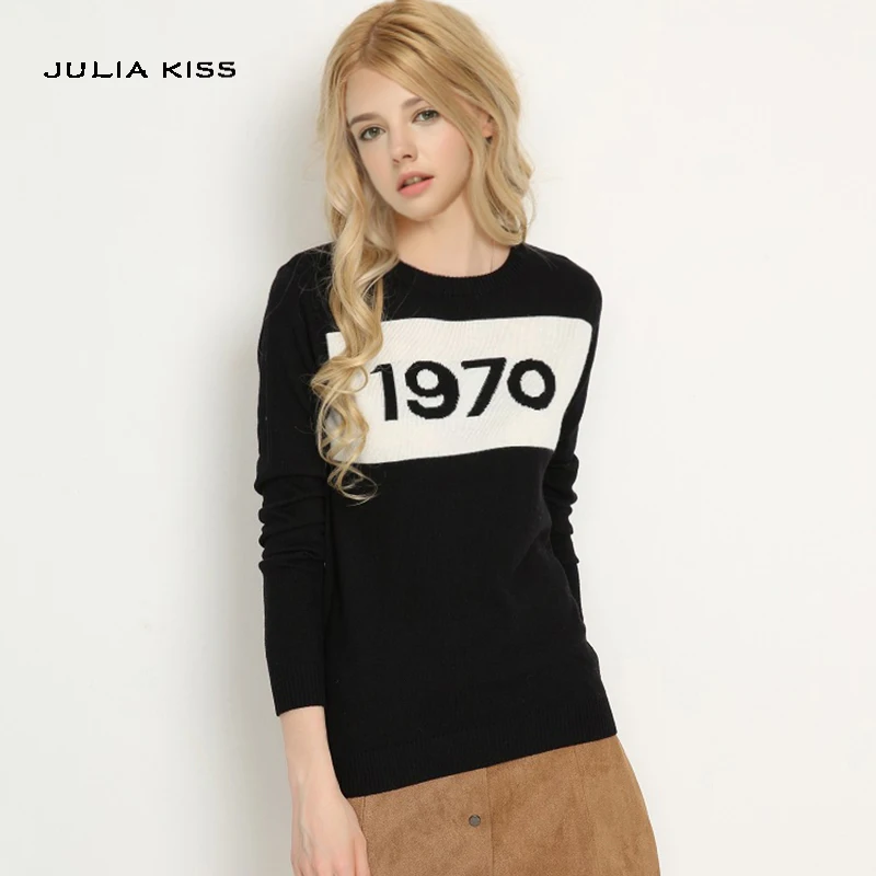 Maglione A Maniche Lunghe Da Donna 1970 Lettera Pullover Hot Fashion Star Top Letter 1970 Maglieria