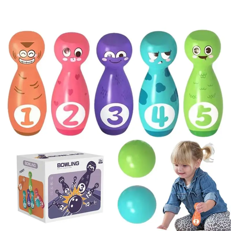 Giochi Di Bowling Per Bambini Indoor Creative Mini Set Da Bowling Da Tavolo Con Simpatica Espressione Numer Print Interactive Bowling Toy Game