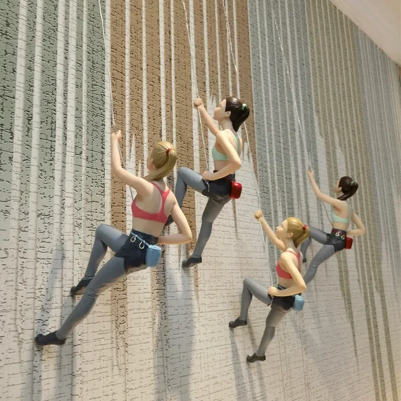 Nordic Rock Climbing Girl Resina Wall Stone Pendant Club Bar Store Mall Wall Hanging Ornaments Home Room Portico Wall Murale Decor