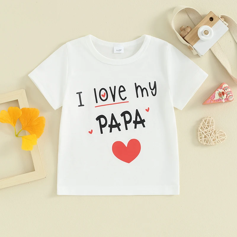 Bambini Happy Fathers Day Shirt I Love My Papa Tees Top I Miei Primi Regali Per La Festa Del Papà Manica Corta Vestiti Estivi Carini