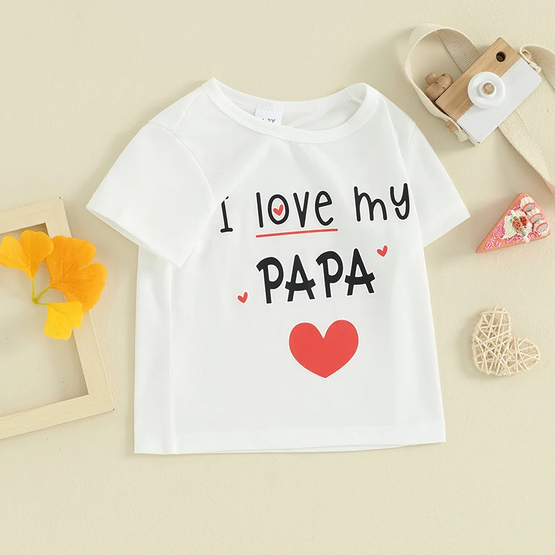 Bambini Happy Fathers Day Shirt I Love My Papa Tees Top I Miei Primi Regali Per La Festa Del Papà Manica Corta Vestiti Estivi Carini
