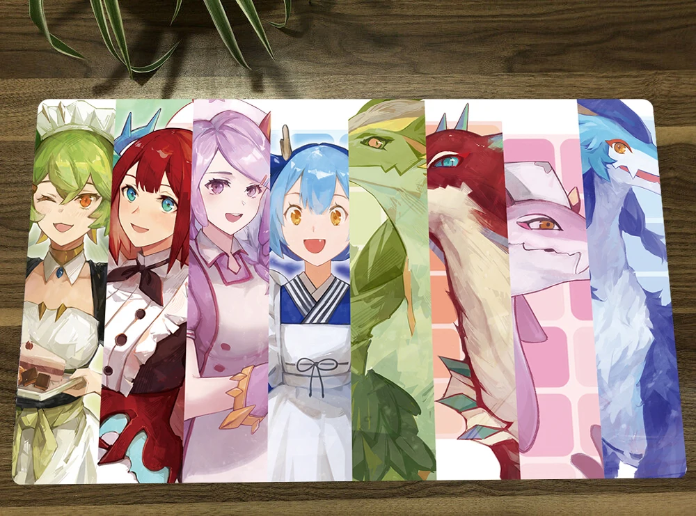 Board Game Yugioh Dragonmaid Deck Tcg Mat Trading Card Game Mat Ccg Playmat Anti-Slip Rubber Mouse Pad Desk Play Mat 60X35Cm