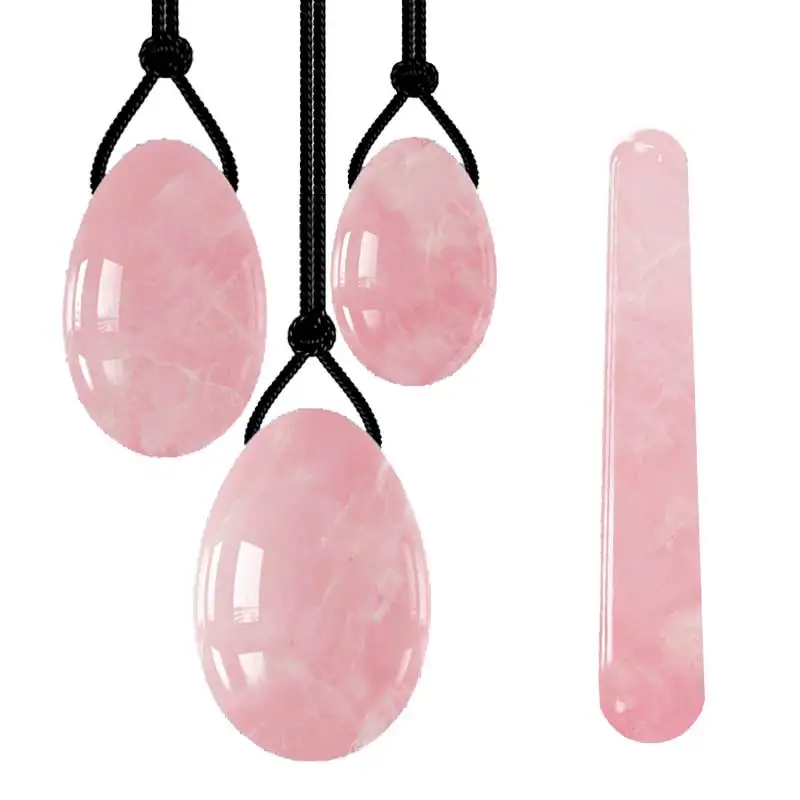 Forato Quarzo Rosa Naturale Massaggio All'Uovo Di Yoni Uovo Di Giada Esercizio Di Kegel Pavimento Pelvico Muscolo Che Stringe Palla Di Cristallo Rasso