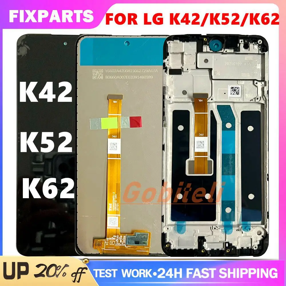 Display Lmk520 Testato Per Lg K52 K42 Lcd Touch Panel Screen Digitizer Assembly Riparazione Per K42 K62 K52 Lcd Con Cornice
