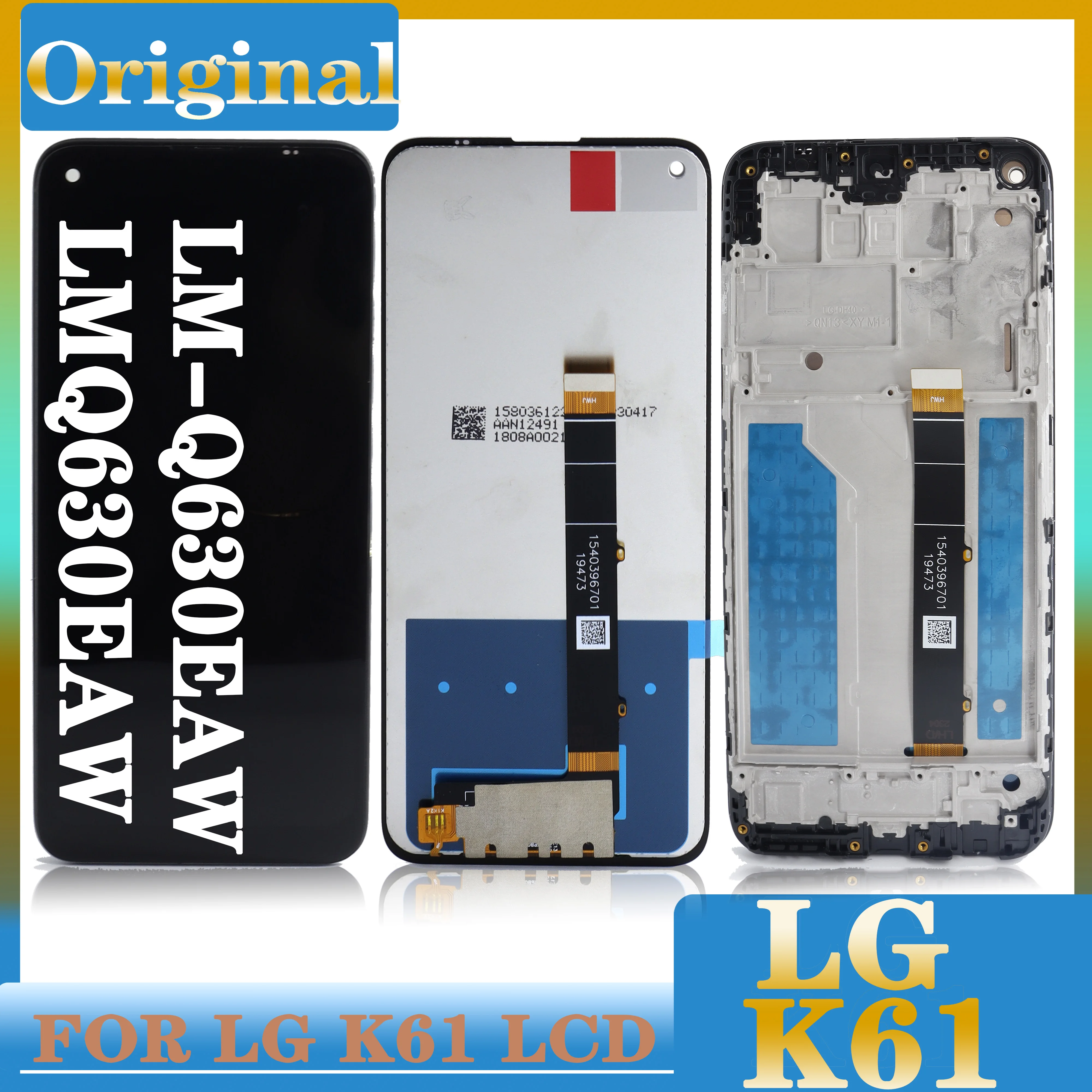 Lcd Testato Originale Da 6.53 "Per Lg K61 Lcd Touch Screen Digitizer Assembly Con Cornice Per Lg K61 Lcd Lmq630Eaw Lm-Q630Eaw Display