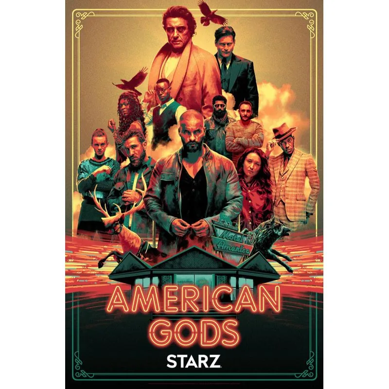 Personalizzato American Gods Printed Satin Poster Fashion Home Art Deco Silk Poster Logo Personalizzato Regalo 20*30Cm,27*40Cm