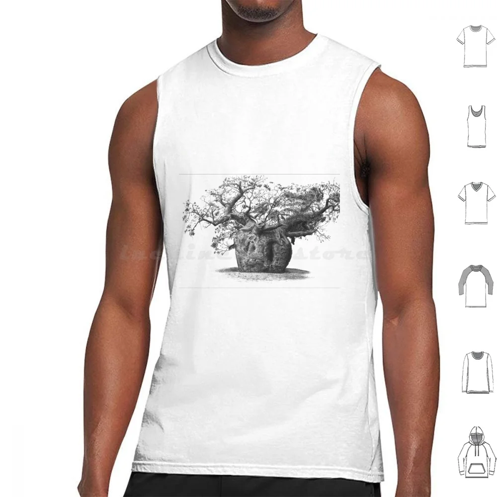 Un Canotte Stampa Cotton Tree Nature Baobab Australia Bark