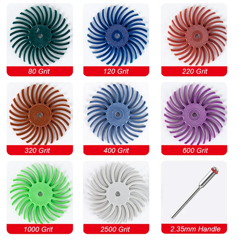 20 Pz Dental Rubber Polisher Wheel 80 ~ 2500 Grana Dente Lucidatura A Spirale Disco Diamantato 25Mm Odontoiatria Resina Composita Mandrino Frese