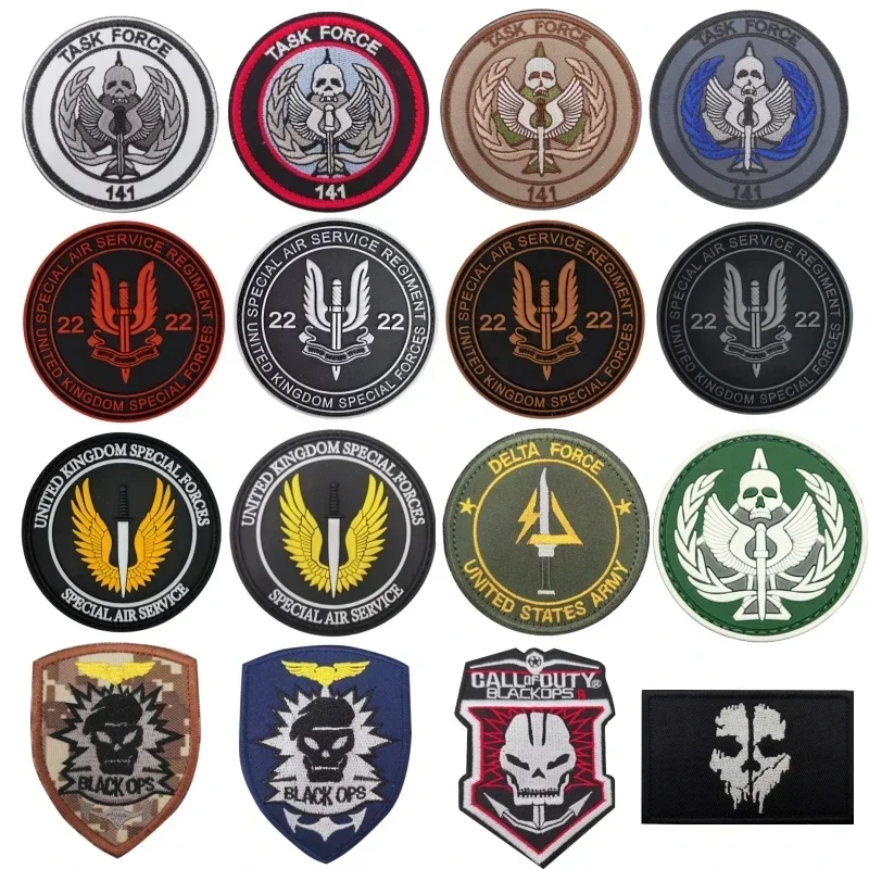 Call Of Duty Ghost Ricamato Hook & Loop Patch Shd Black Ops Tactical Morale Badge Speciale Pecial Military Backpack Sticker