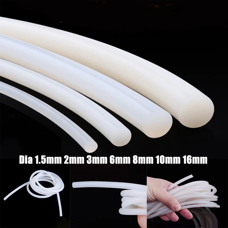 Cavo In Silicone Solido Dia 1.5Mm 2Mm 3Mm 6Mm 8Mm 10Mm 16Mm Guarnizione In Gomma Bianca Trim Seal Strips O Ring Impermeabile Ad Alta Temperatura