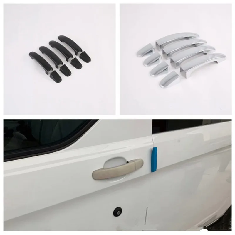 Misura Per Ford Transit 2017 Ford Tourneo Custom 2016 Fibra Di Carbonio Stile Abs Car Door Handle Bar Cover Trim Styling Sticker