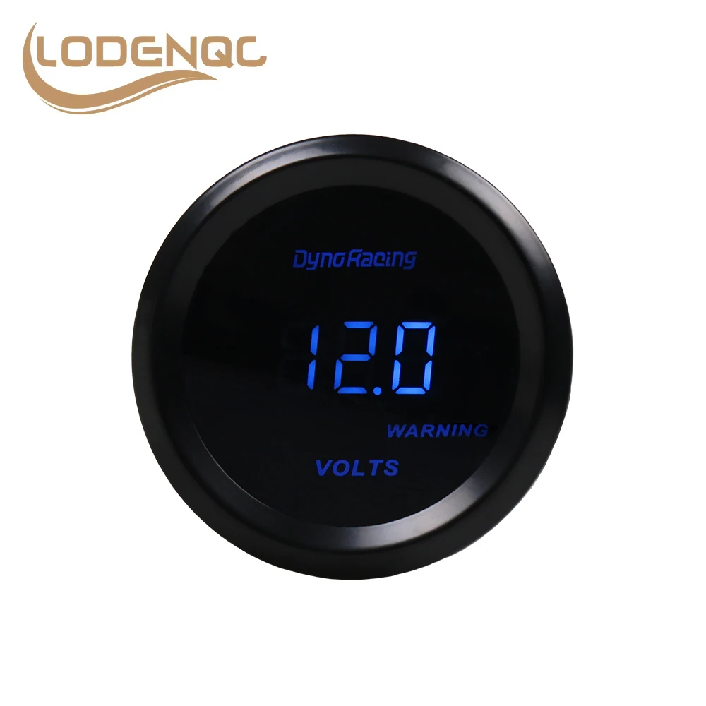 Lodenqc Car Meter Volt Meter 2 "52Mm Digital Led 8-18 Volt Gauge Black Face Blue Led Car Meter Ricambi Auto