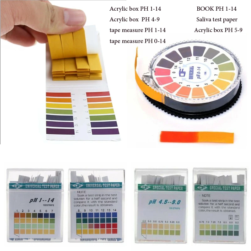 100 Pz Strisce Strisce Reattive Ph Ph Meter Ph Controller 1-14St Indicatore Tornasole Tester Kit Di Pulizia Della Carta Saliva Strumenti Di Prova Stri