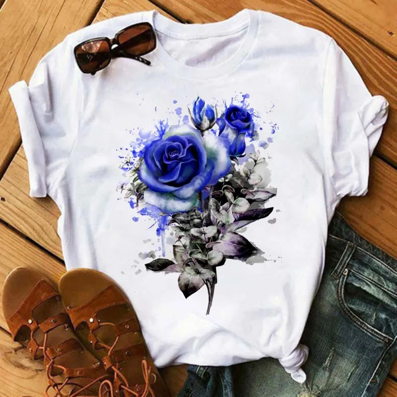 Red Poppy Women T Shirt Casual Funny Tshirt Aesthetics Tshirt Print Casual Summer Short Sleeve Streetwear Tops Female T-Shirt