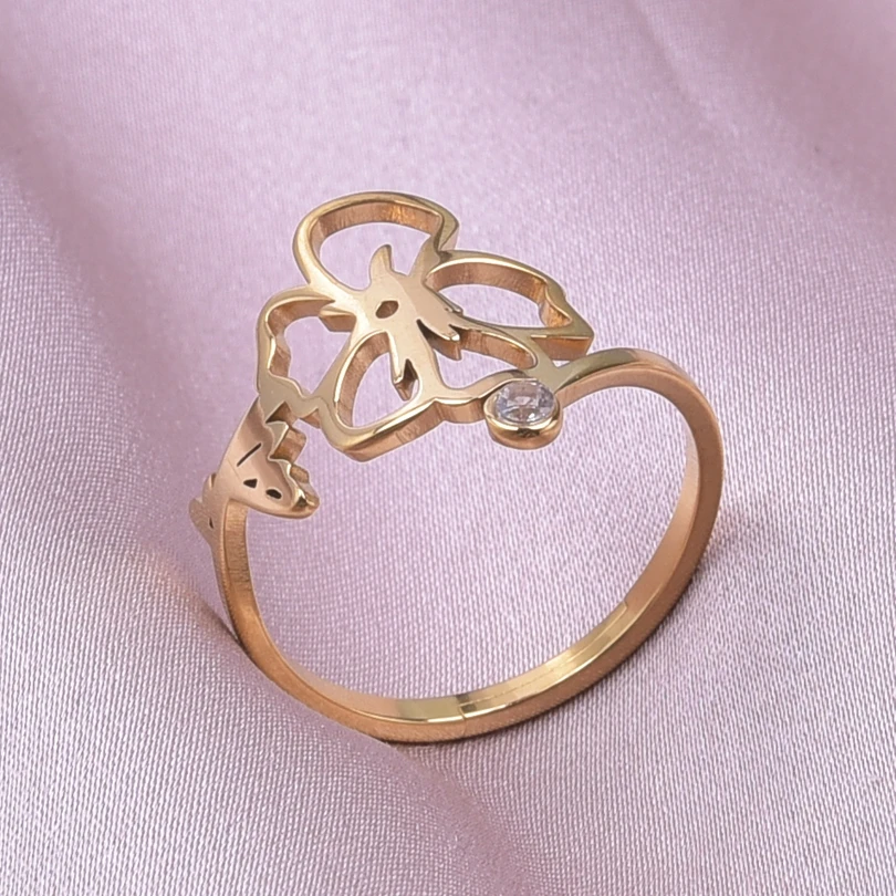 Anelli Di Papavero Fiore Di Agosto Gioielli Di Moda Per Donna Uomo Accessori Anello In Acciaio Inossidabile Regalo Anillos Acero Inoxidable De Mujer