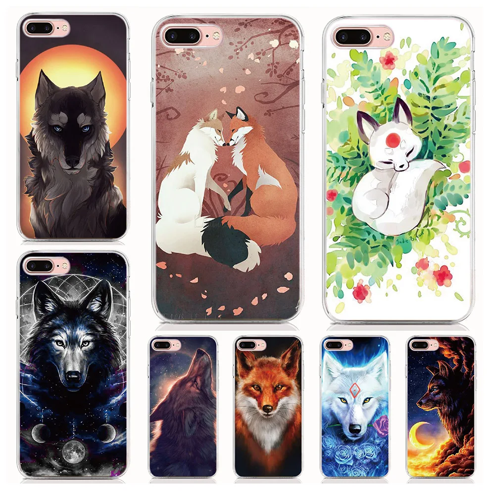Per Iphone X Xr Xs Max 4 4S 5 5S Se 6 6S 7 8 9 Più Per Ipod Touch 6 Caso Molle Di Tpu Stampa Animale Lupo Casse Del Telefono Copertura