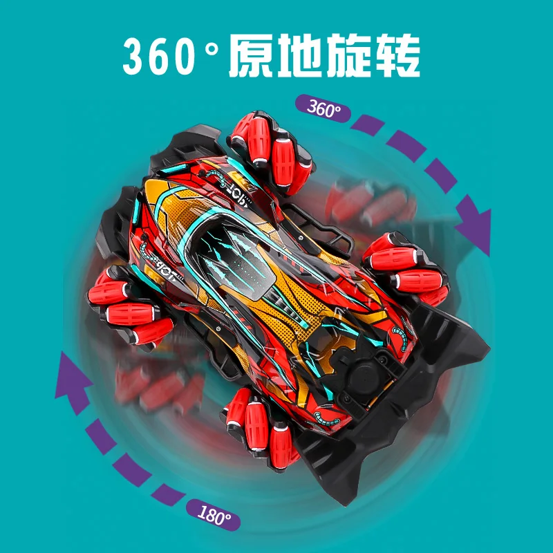 Zwn F2 Rc Drift Racing Car Con Musica Led Light 2.4G Watch Gesture Sensing Radio Remote Control Spray Stunt Sports Car Drift 4Wd