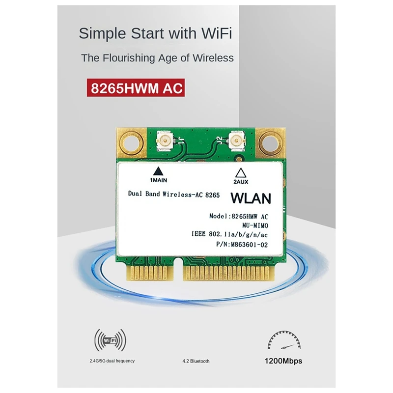 1200M Wifi Wireless Lan Dual Band 2.4G 5Ghz Bluetooth 4.2 Adattatore Lan Wireless Gigabit Per Win7 Win8 Win10 Linux