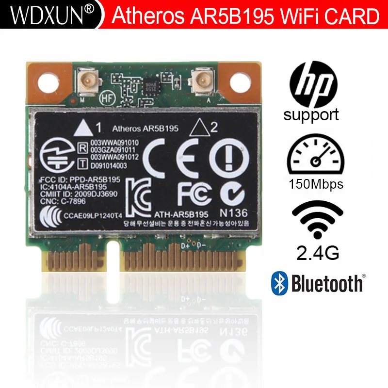 Wireless Wifi N + Bluetooth Bt 3.0 Mezza Scheda Pci-E Atheros Ar5B195 Per Hp 592775-001