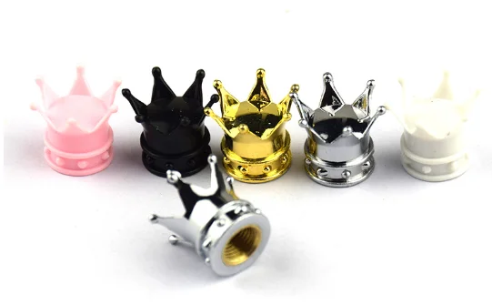 4 Pcs Universal Crown Car Wheel Tire Valve Caps Tire Rim Stem Covers Airdust Waterproof For Car Motorcycle Car Bling Accessori