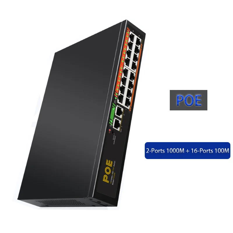 2 Porte 1000M + 16 Porte 100M Rj45 Hub Fast Ethernet Internet Splitter Gigabit Poe Switch Vlan Switch Game Ethernet Network Switcher