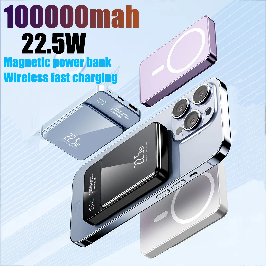 Per Iphone Magnetic Power Bank 100000Mah Wireless Magnetic Power Bank Magsafe Ricarica Super Veloce Per Xiaomi Samsung Huawei