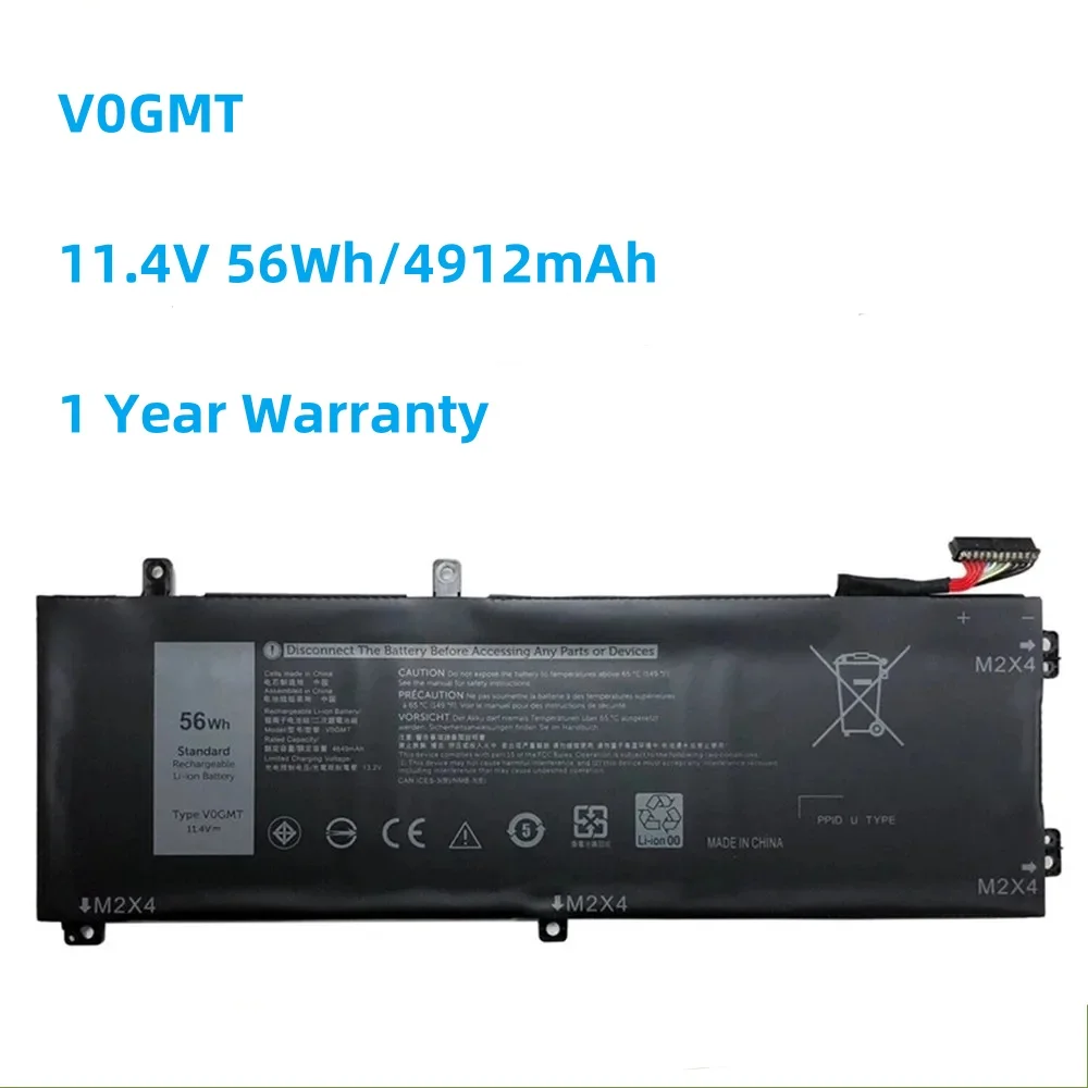 Batteria Per Laptop V0Gmt 11.4V 56Wh Per Dell G7 17 Serie 7700 Per Dell Inspiron 15 7501 Per Dell Vostro 15 Serie 7500