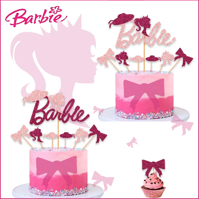 New Barbie Birthday Cake Insert Girls Birthday Party Flag Insert Miniso Fashion Cake Decoration Paper Dessert Ornament