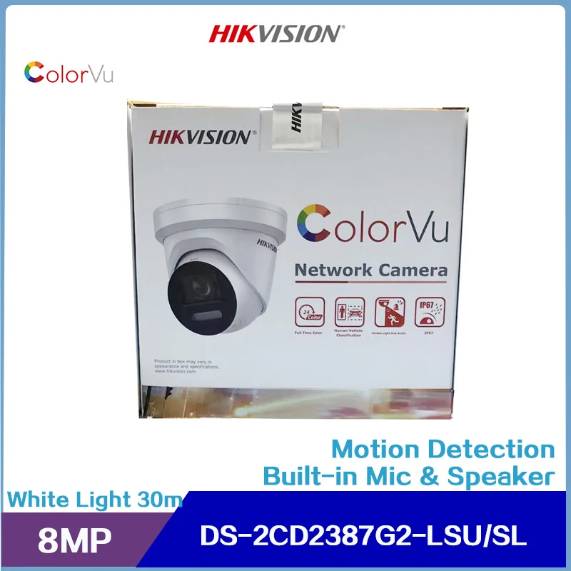 Hikvision 8Mp Colorvu Luce Stroboscopica E Avviso Acustico Telecamera Di Rete A Torretta Fissa, Ds-2Cd2387G2-Lsu/Sl