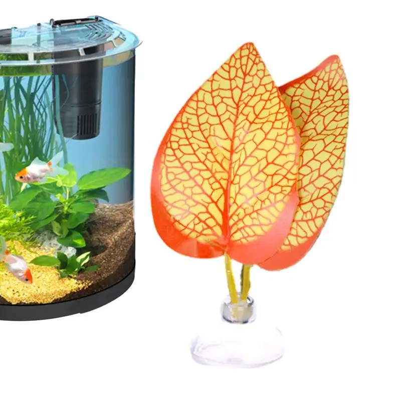 Betta Fish Leaf Artificiale Aquarium Leaf Plants Decoration Betta Fish Rest Peaning Leaf Pad Con Ventosa Plant Betta Fish