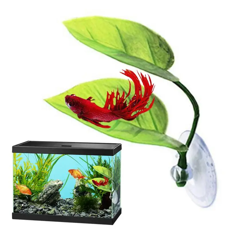 Fish Tank Betta Leaf Flessibile Fish Rapping Betta Leaf Simulation Double-Layer Fighting Fish Leaf Ventosa Letto Di Pesce Artificiale