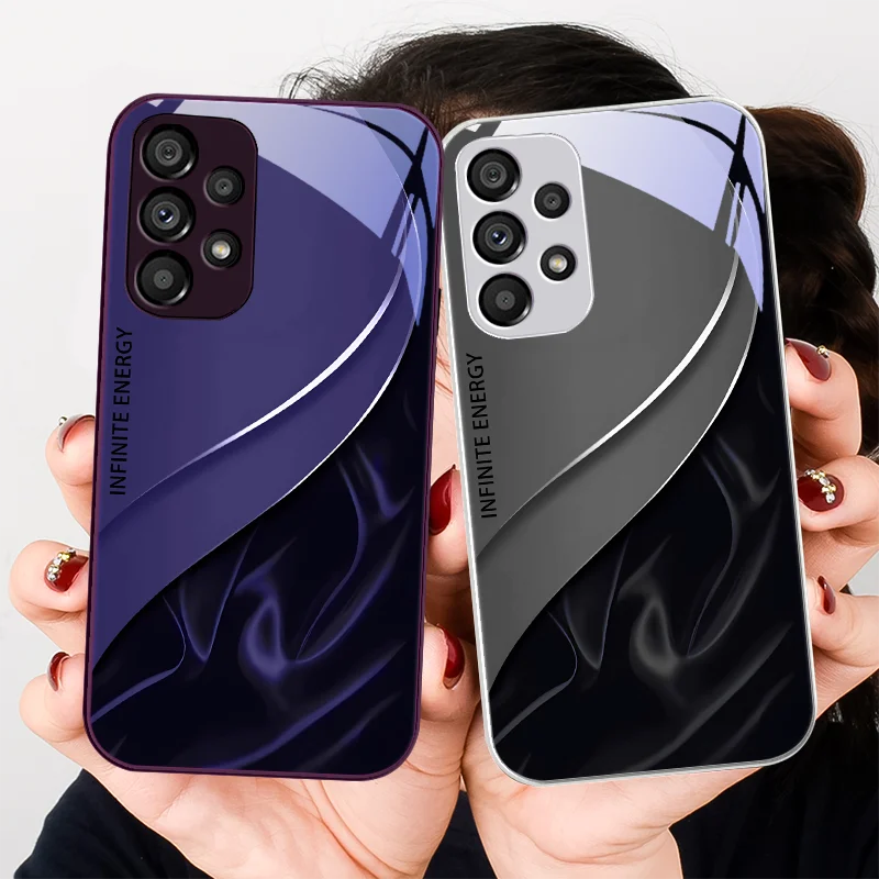 Silky Dark Purple Per Samsung Galaxy Note 8 9 S10 Plus S20 S21 Fe S23 Ultra A70 72 73 50 51 52 53 Custodia Per Telefono In Vetro Temperato