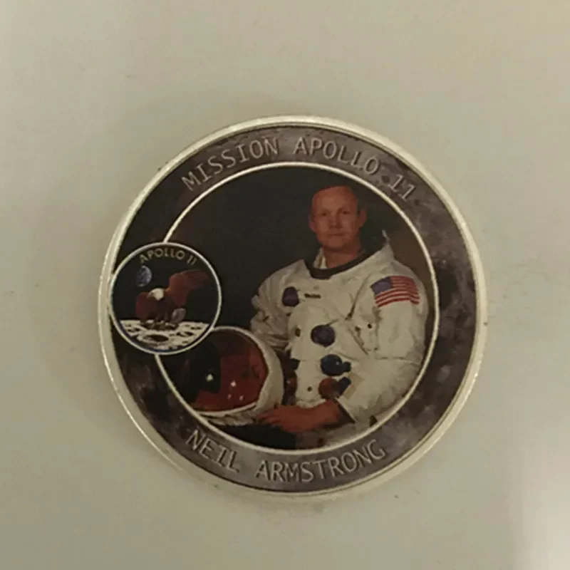 5 Pcs The Mission Apollo 11 Coin Neil Space Astronaut Hero Placcato Argento 1Oz Badge Lunar Probe Project Moon Decoration Coin