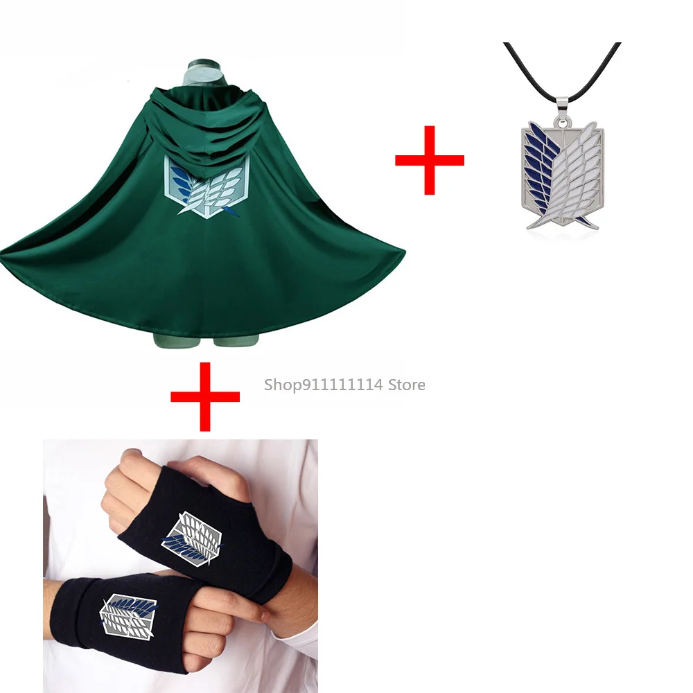 Attack On Titan Cloak Necklace Gloves Outfit Cosplay Costume Eren Cloak Wings Of Liberty Cape Halloween Christmas Party Gifts