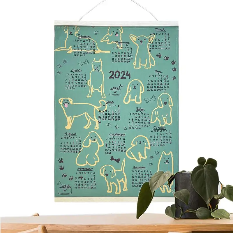 Panno Calendario Asciugamani Simpatici Cuccioli Mensile Hangable Oxford Calendar Planner Calendario Di 12 Mesi Da Jan 2024 A Dec 2024 Office