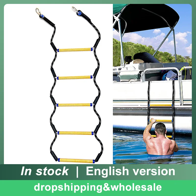 5 Step Rope Boat Ladder Portable Boat Rope Ladder Extension Cucito Rinforzato Leggero Per Yacht Kayak Motoscafo Canoa