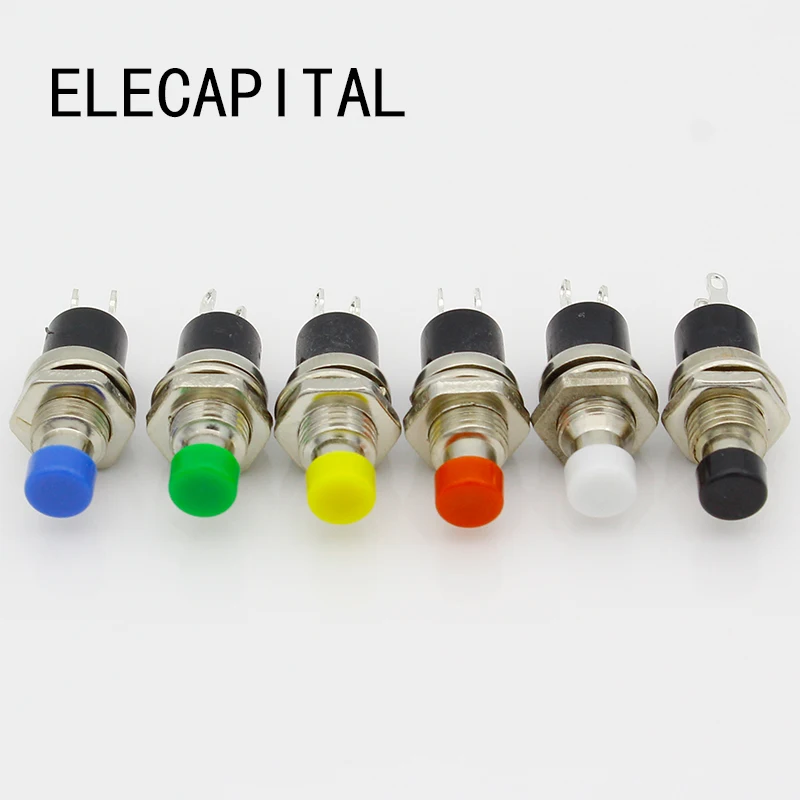 10Pcs 7Mm Filo Multicolore 2 Spilli Momentaneo Push Button Switch