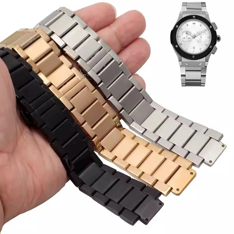 Cinturino In Acciaio Inossidabile Solido Per Hublot Big Bang Big Bang Classic Fusion Yubo Strap Men Fine Steel Watch Bracciale 27Mm * 19Mm