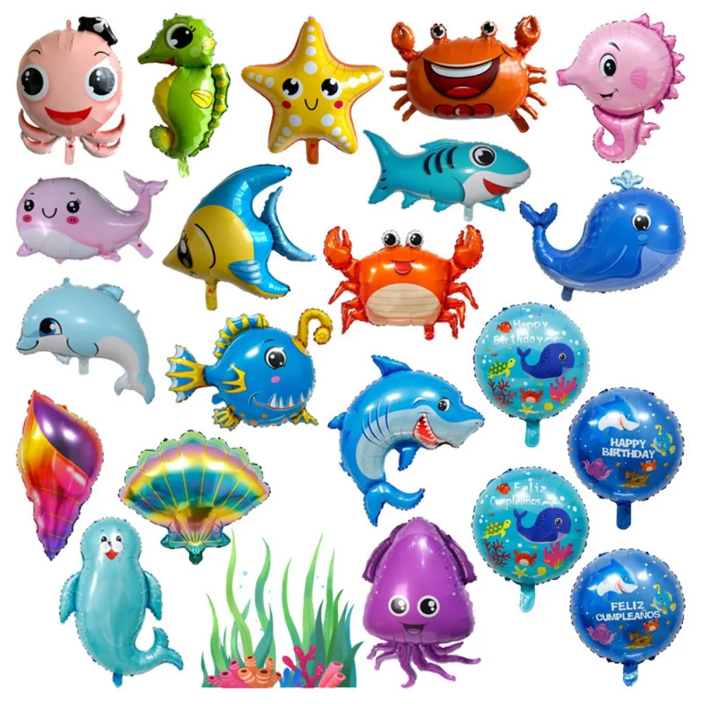 Sea Animal Balloons Whale Dolphin Octopus Air Balloon Ocean World Under Theme Birthday Party Decoration Baby Shower Muslimol